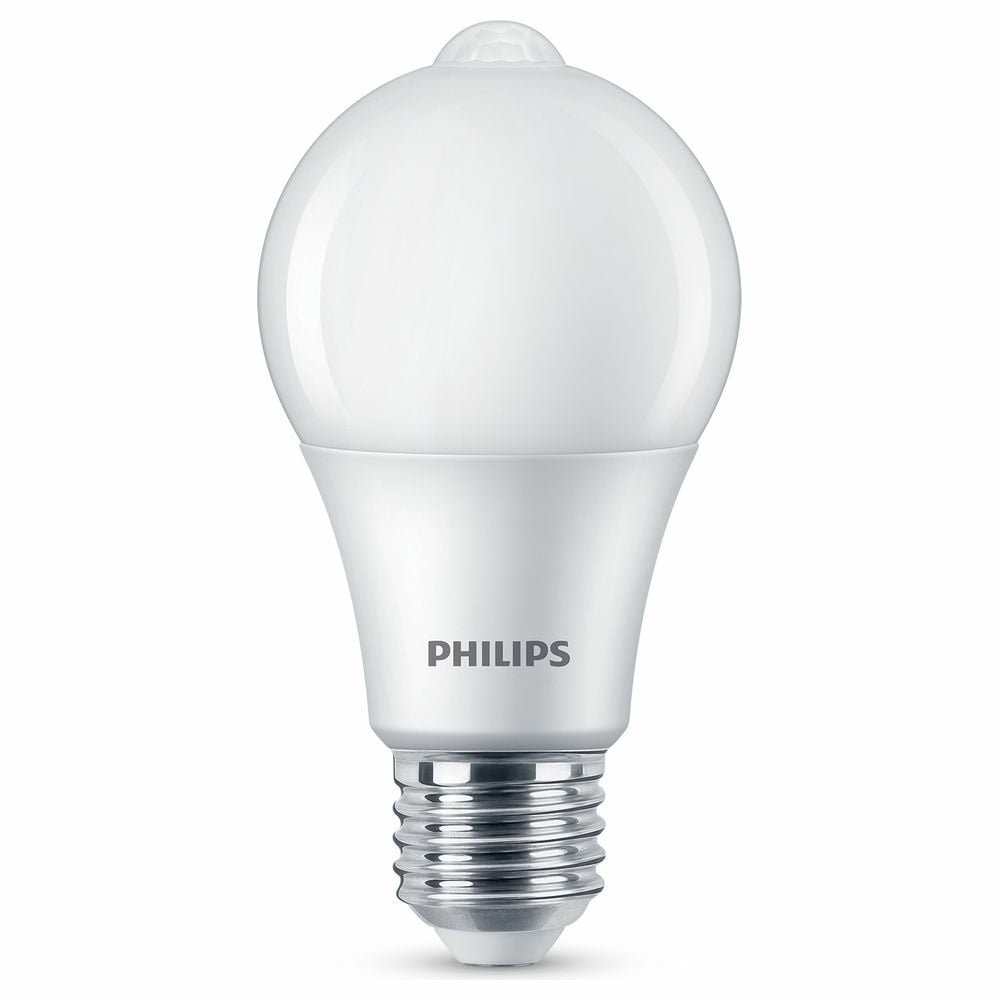 Philips LED Lampe mit Bewegunsmelder ersetzt 60W, E27 Standardform A60, warmweiß, 806 Lumen, nicht dimmbar, 1er Pack