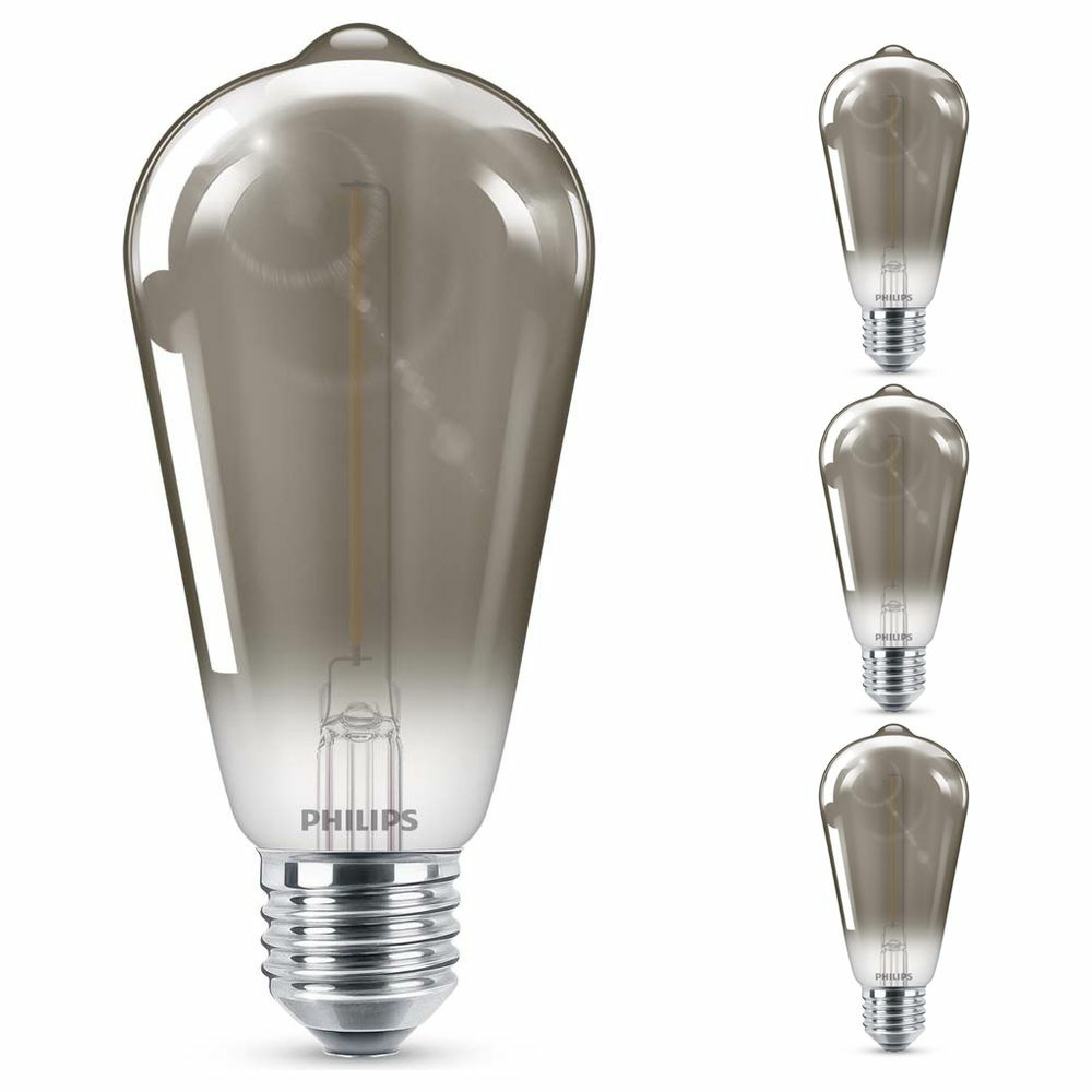Philips LED Lampe ersetzt 11W, E27 Edisonform ST64, grau, warmwei, 136 Lumen, nicht dimmbar, 4er Pack
