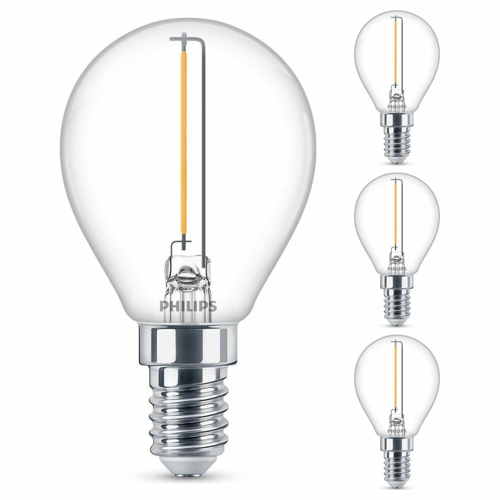 Philips LED Lampe ersetzt 15W, E14 Tropfen P45, klar, warmwei, 136 Lumen, nicht dimmbar, 4er Pack