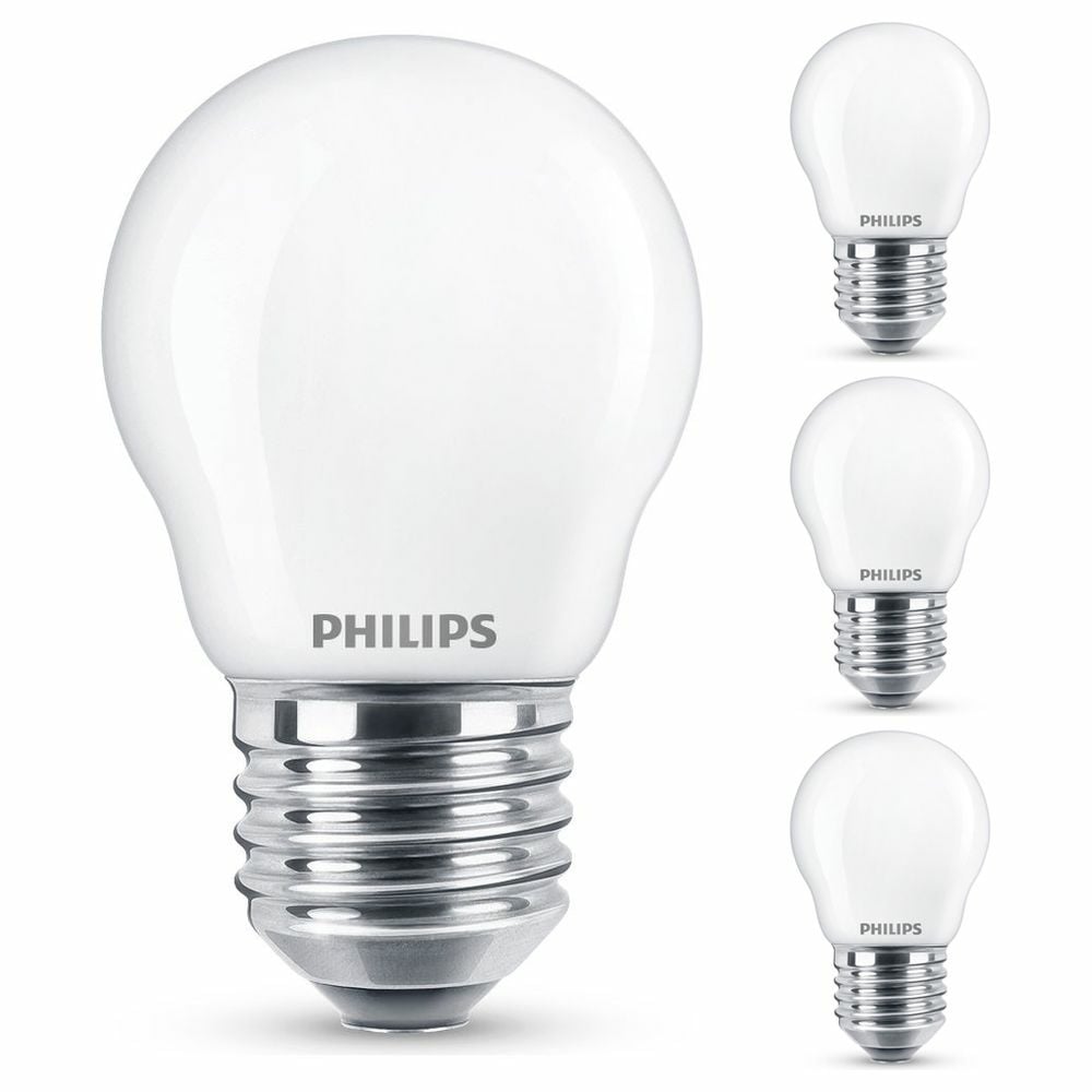 Philips LED Lampe ersetzt 60W, E27 Tropfenform P45, wei, warmwei, 806 Lumen, nicht dimmbar, 4er Pack