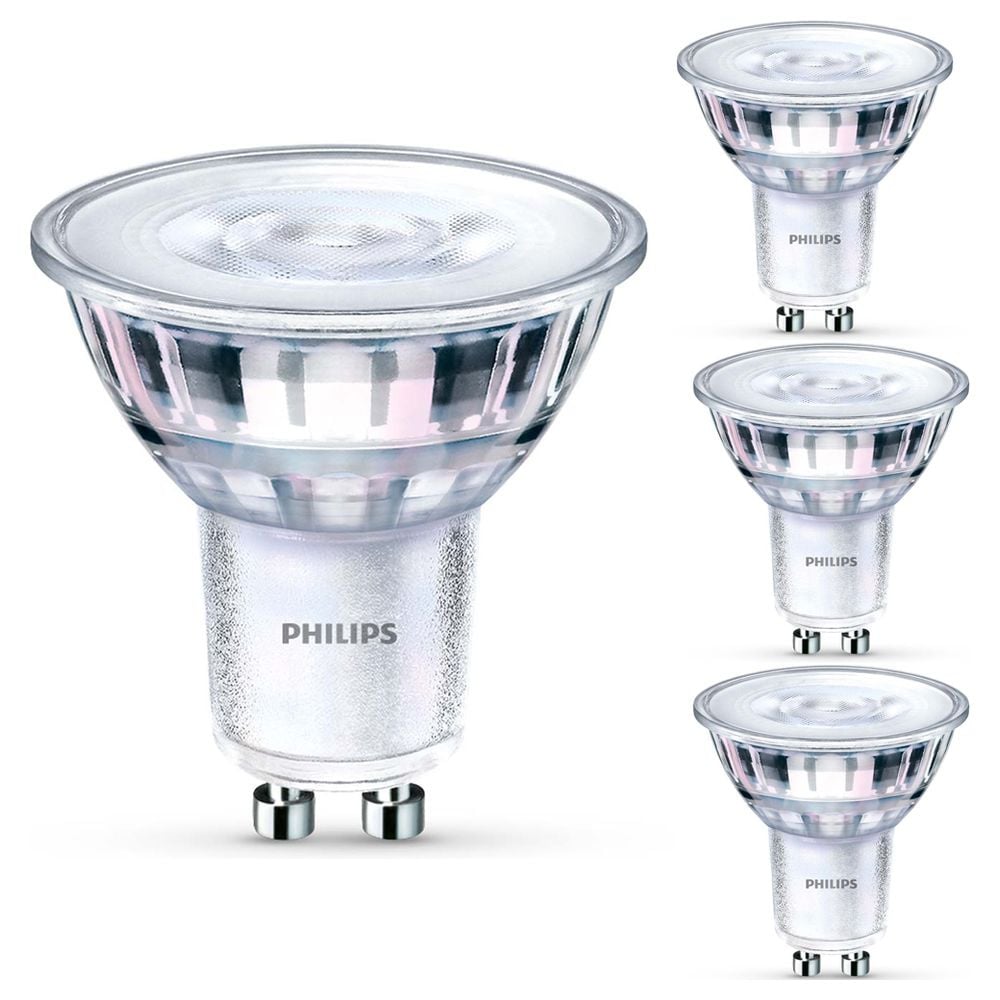 Philips LED WarmGlow Lampe ersetzt 50W, GU10 Reflektor PAR16, warmwei, 345 Lumen, dimmbar, 4er Pack