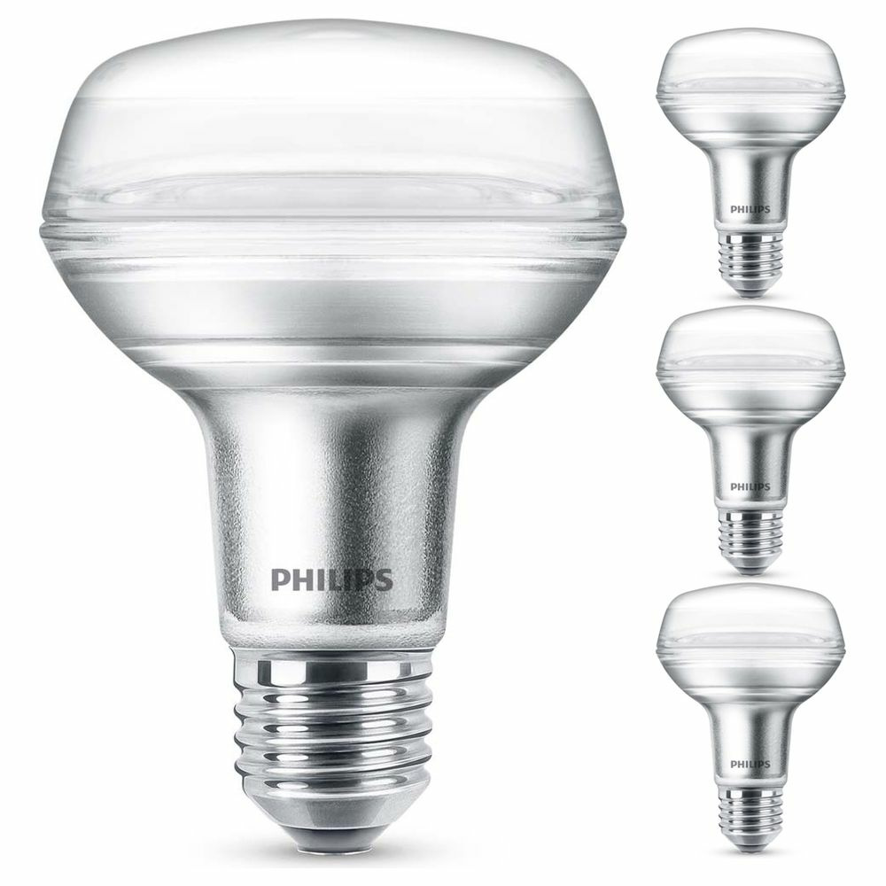 Philips LED Lampe ersetzt 100W, E27 Reflektor R80, warmwei, 670 Lumen, nicht dimmbar, 4er Pack