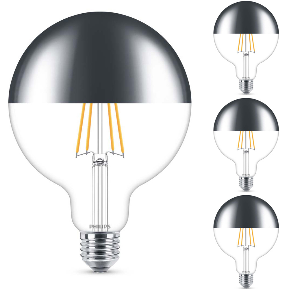 Philips LED Lampe ersetzt 50W, E27 Golbe G120, Kopfspiegel, warmwei, 650 Lumen, dimmbar, 4er Pack