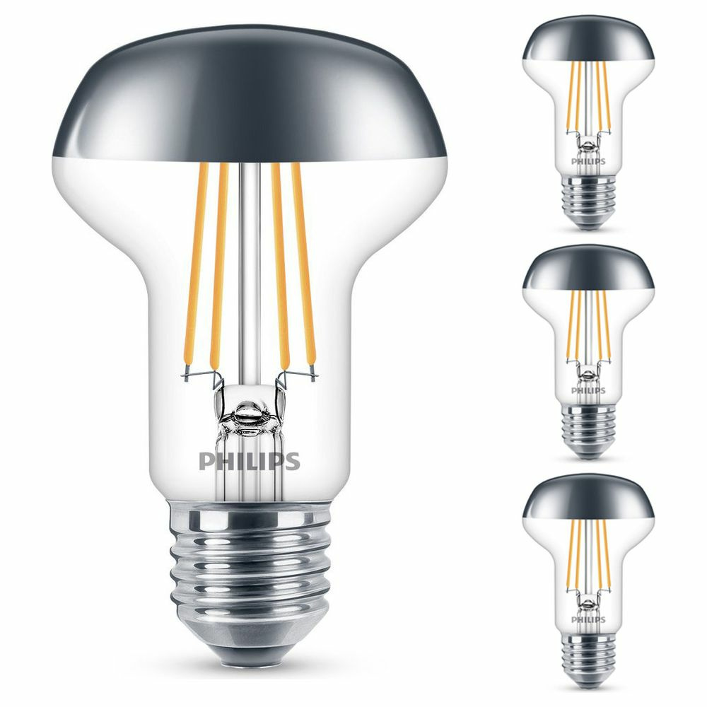 Philips LED Lampe ersetzt 42W, E27 Reflektor R63, klar, warmwei, 505 Lumen, nicht dimmbar, 4er Pack
