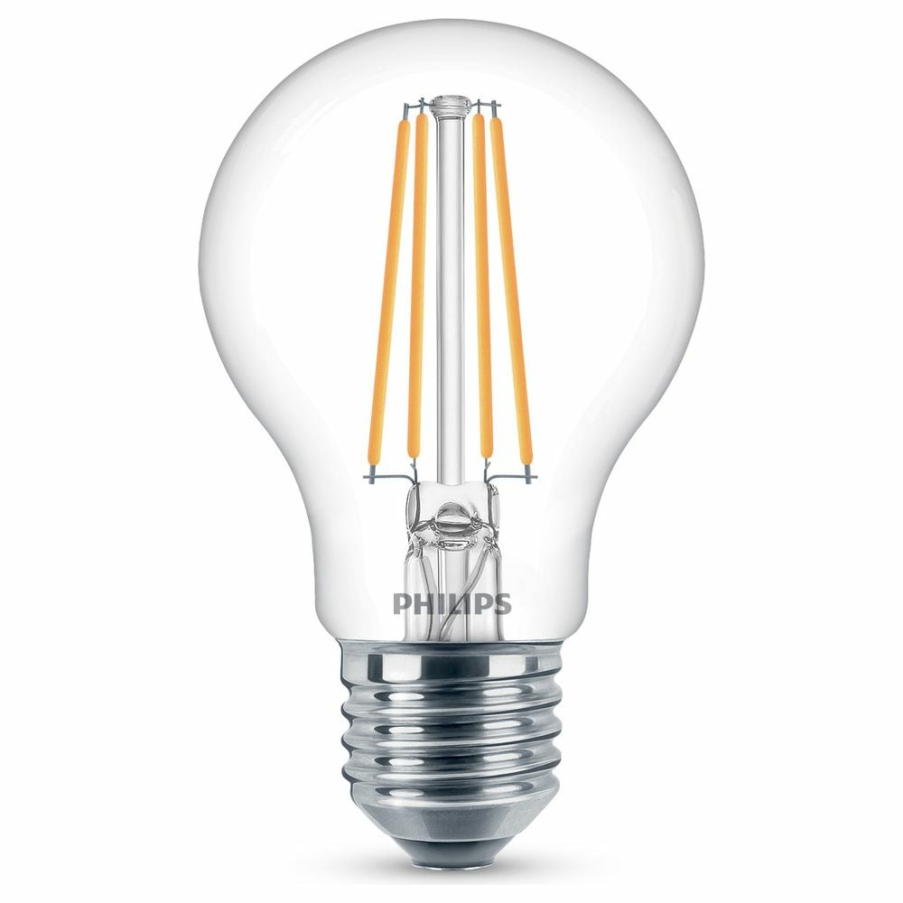 Philips LED Lampe ersetzt 60W, E27 Standardform A60, klar, warmwei, 806 Lumen, nicht dimmbar