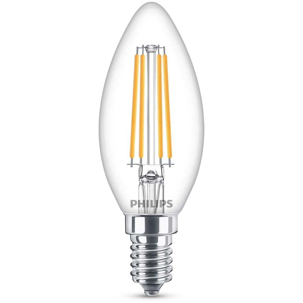 Philips LED Lampe ersetzt 60W, E14 Kerzenform B35, klar, warmwei, 806 Lumen, nicht dimmbar