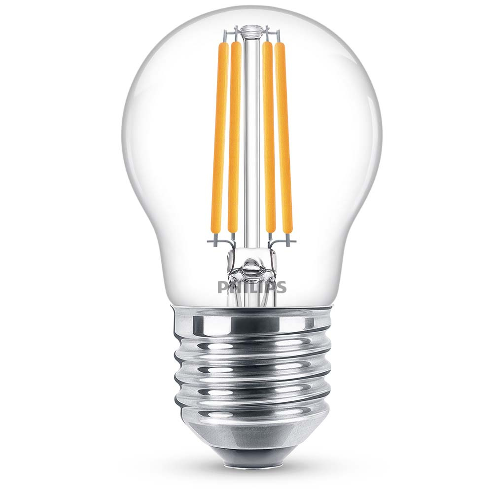 Philips LED Lampe ersetzt 60W, E27 Tropfenform P45, klar, warmwei, 806 Lumen, nicht dimmbar