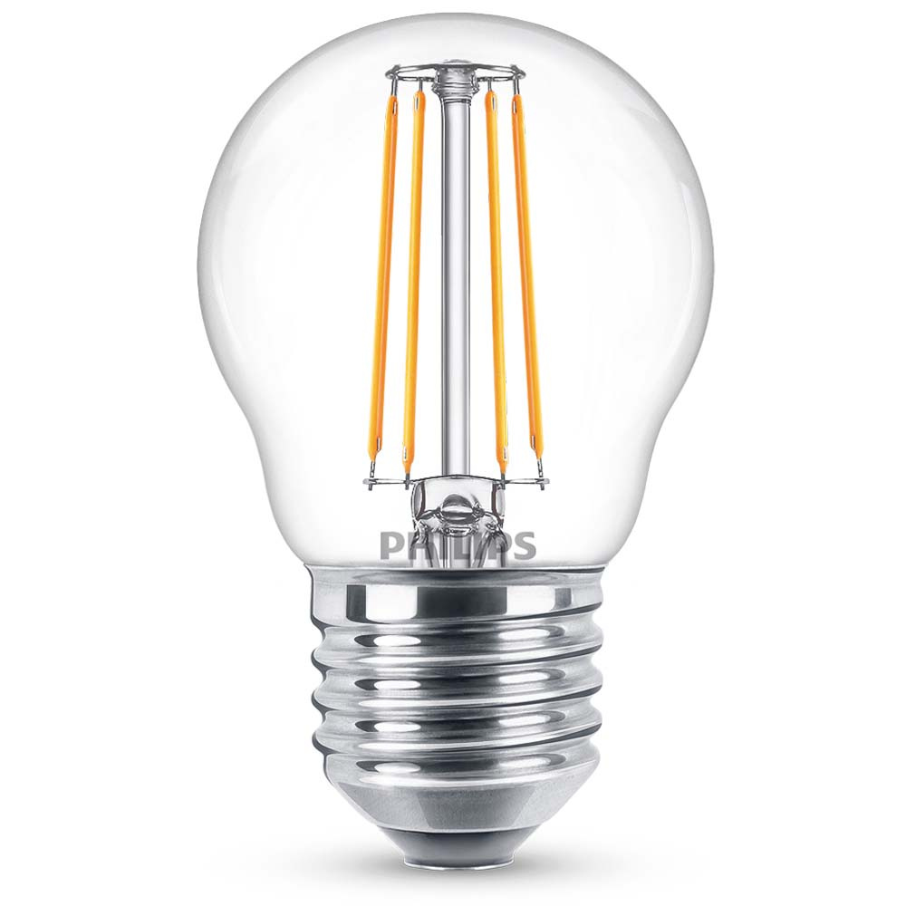 Philips LED Lampe ersetzt 40W, E27 Tropfenform P45, klar, warmwei, 470 Lumen, nicht dimmbar