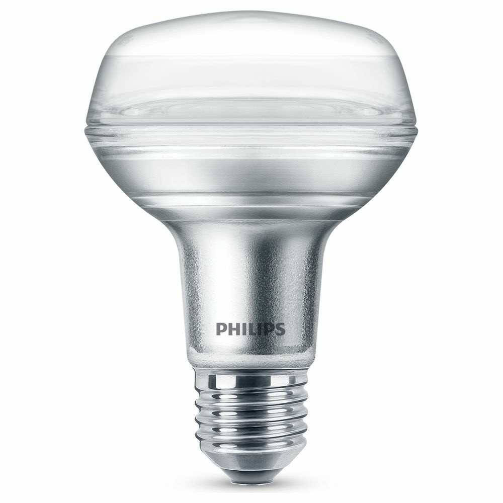 Philips LED Lampe ersetzt 60W, E27 Reflektor R80, klar, warmwei, 345 Lumen, nicht dimmbar