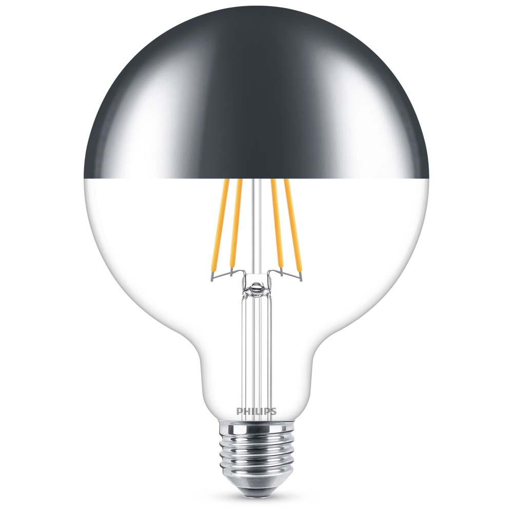 Philips LED Lampe ersetzt 50W, E27 Golbe G120, Kopfspiegel, warmwei, 650 Lumen, dimmbar