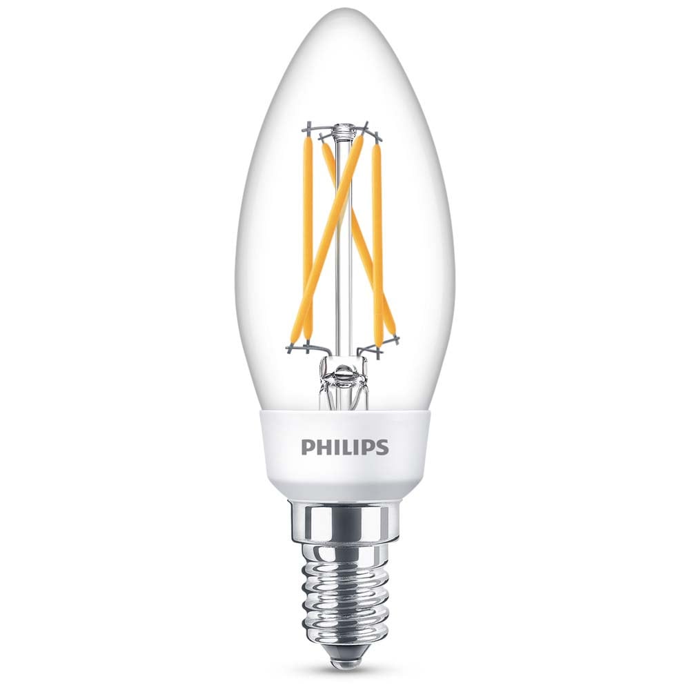 Philips LED SceneSwitch Lampe ersetzt 40W, E14, Kerze - B35, klar, 470lm, Dimmen ohne Dimmer, 1er Pack
