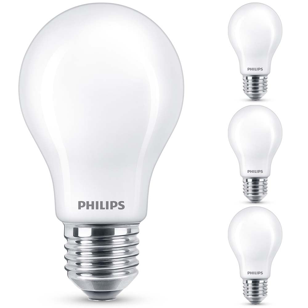 Philips LED SceneSwitch Lampe ersetzt 60W, E27 Standardform A60, matt, Dimmen ohne Dimmer, 4er Pack