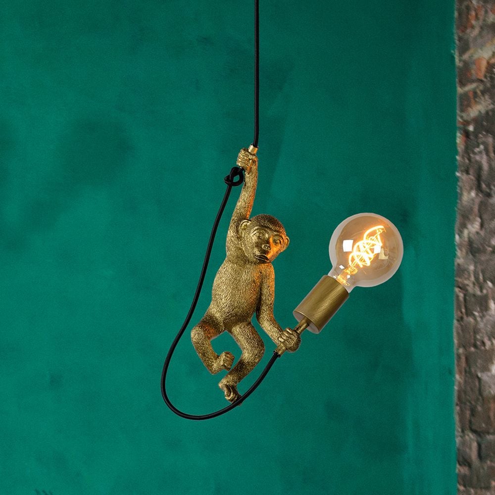 Pendelleuchte Affenlampe Chimp in Gold E27
