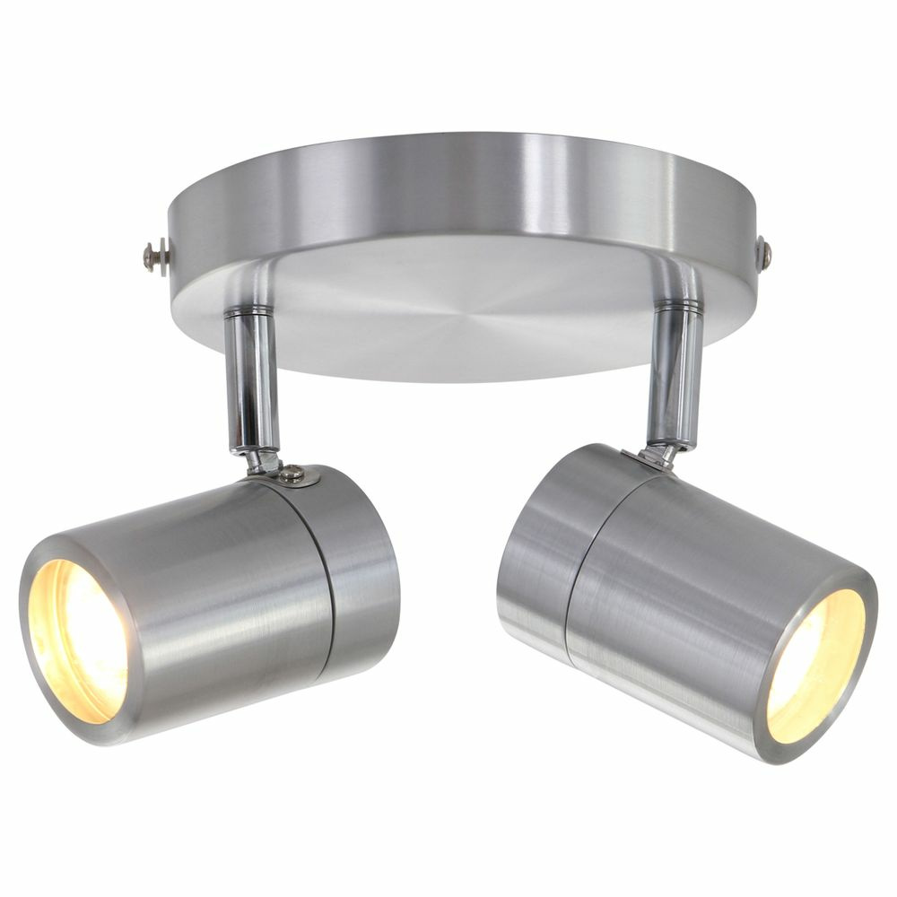 LED Spot Upround in Silber und Chrom 2x 4,6W 700lm GU10 2-flammig IP44