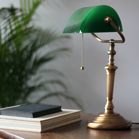 Schreibtischleuchte Ancilla in Bronze und Grün E27