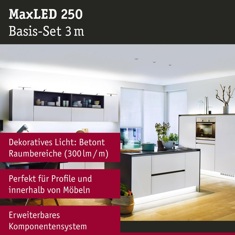 LED Strip MaxLED Starterset in Silber 12W 900lm 6500K 3000mm | Paulmann |  79856
