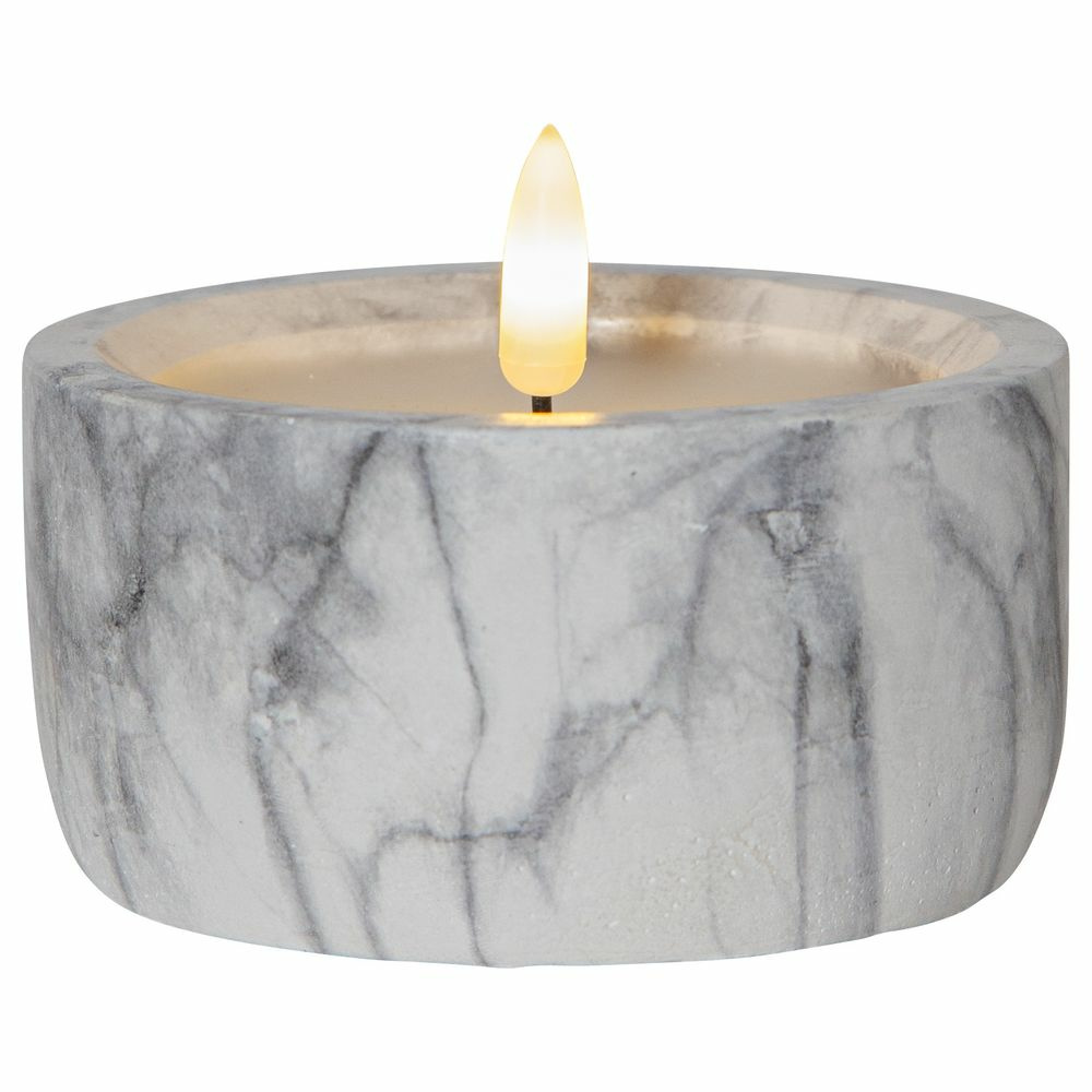LED Kerze Flamme Marble in Grau 75x100mm