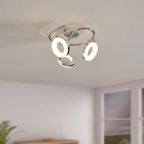 LED Decken Leuchte Chrom Spot Lampe Arbeits Zimmer Büro Strahler Ringe beweglich 