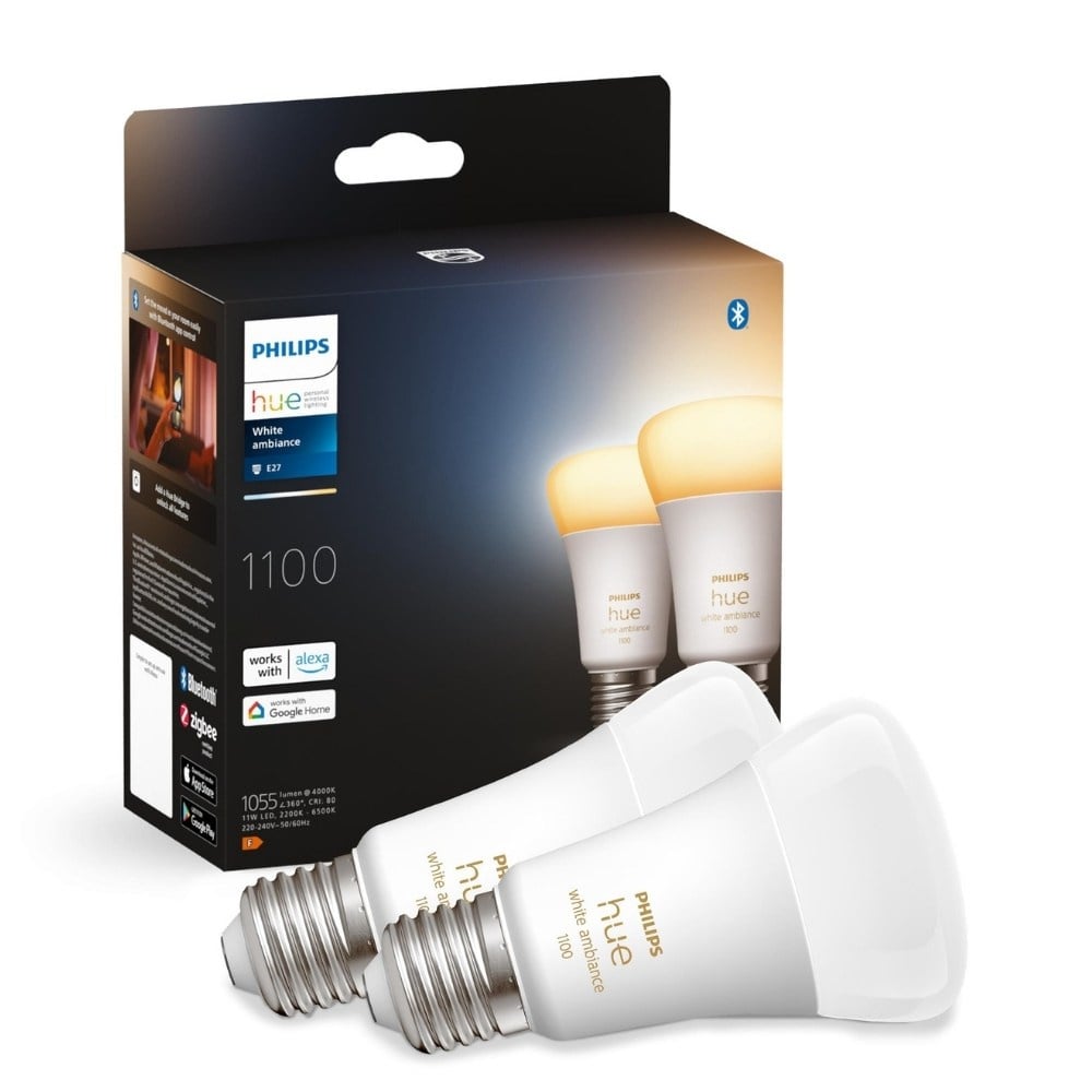 Philips Hue Bluetooth White Ambiance LED E27 Birne - A60 8W 1100lm Doppelpack