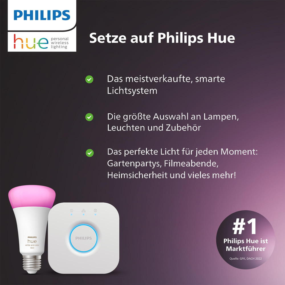 Philips Hue in | Philips 80... 8W White Weiß | Tischleuchte Bluetooth 871951434139500 Hue Wellner Ambiance
