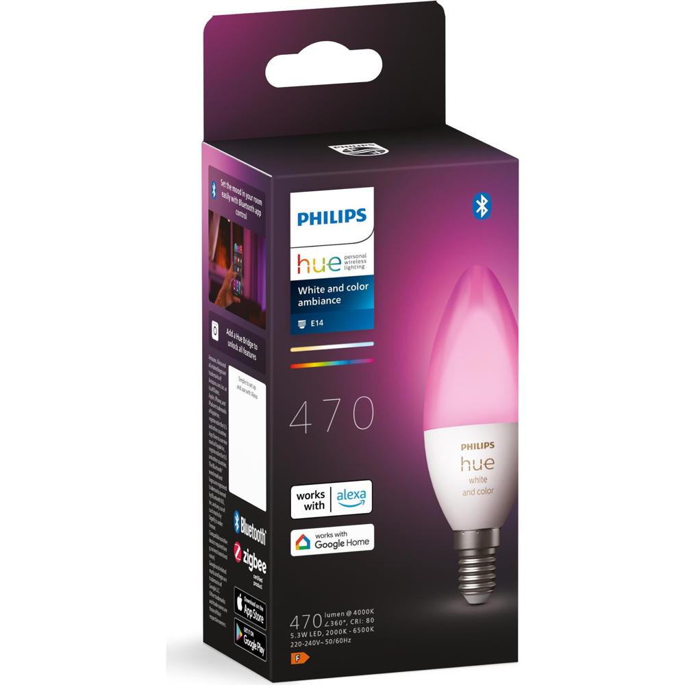 Philips Hue Bluetooth White & Color Ambiance LED E14 5,3W 470lm Einerpack