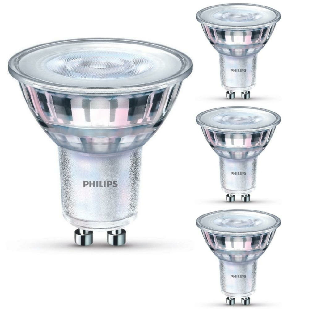 Philips LED Lampe ersetzt 65W, GU10 Reflektor PAR16, klar, warmwei, 460 Lumen, nicht dimmbar, 4er Pack