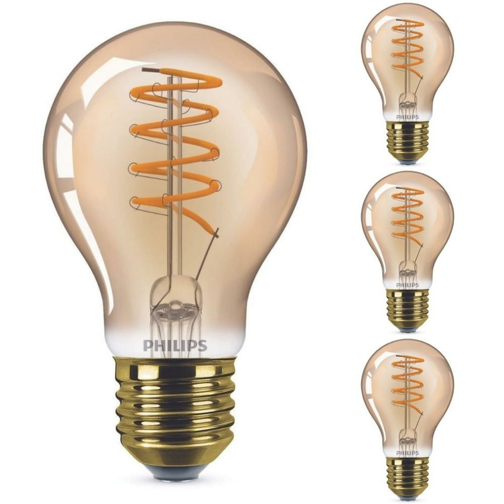 Philips LED Lampe ersetzt 25W, E27 Standardform A60, gold, warmweiß, 250 Lumen, dimmbar, 4er Pack