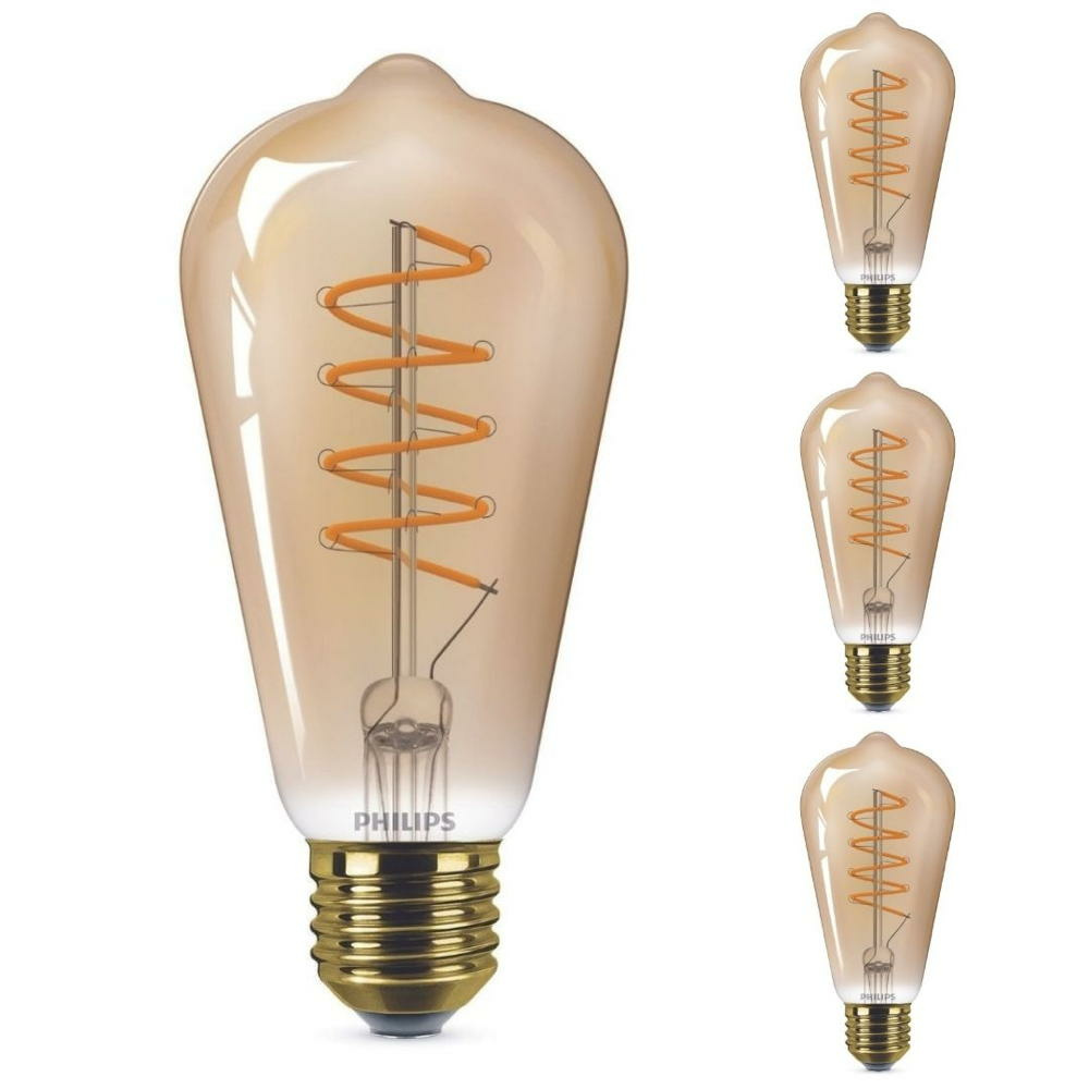Philips LED Lampe ersetzt 25W, E27 Edisonform ST64, gold, warmwei, 250 Lumen, dimmbar, 4er Pack
