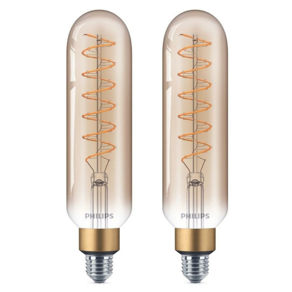 Philips LED Lampe ersetzt 40W, E27 Rhrenform T65, gold, warmwei, 470 Lumen, dimmbar, 2er Pack
