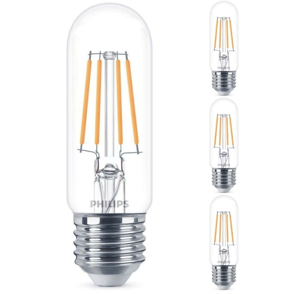 Philips LED Lampe ersetzt 40W, E27 Rhrenform T30, klar, warmwei, 470 Lumen, nicht dimmbar, 4er Pack