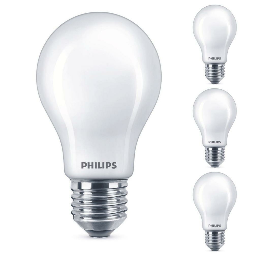 Philips LED Lampe ersetzt 60 W, E27 Standardform A60, wei, warmwei, 810 Lumen, dimmbar, 4er Pack