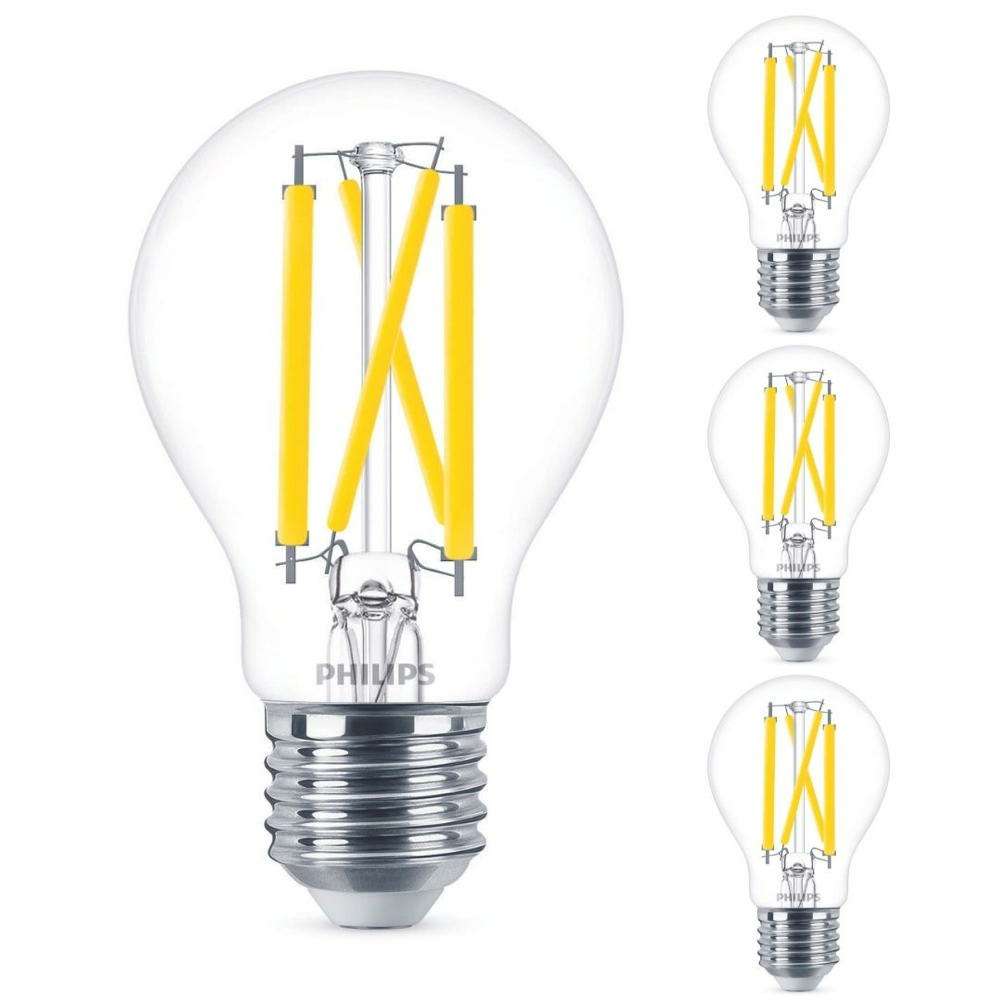 Philips LED Lampe ersetzt 100 W, E27 Standardform A60, klar, warmwei, 1560 Lumen, dimmbar, 4er Pack