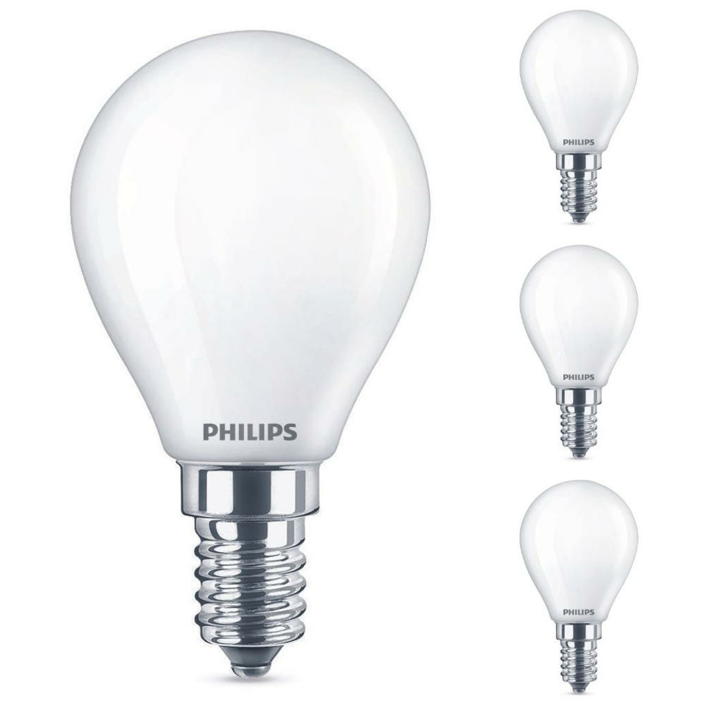 Philips LED Lampe ersetzt 40 W, E14 Tropfenform P45, wei, warmwei, 475 Lumen, dimmbar, 4er Pack