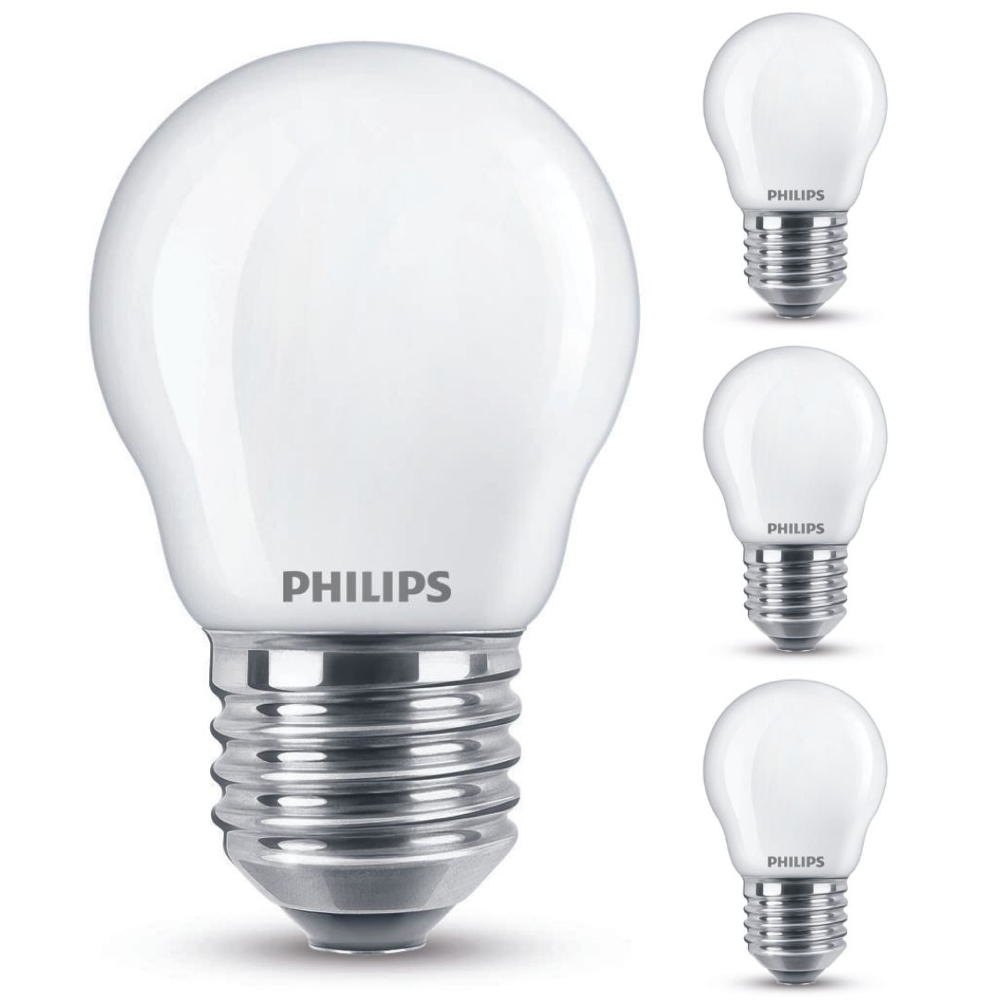 Philips LED Lampe ersetzt 40 W, E27 Tropfenform P45, weiß, warmweiß, 475 Lumen, dimmbar, 4er Pack  - Onlineshop Click licht