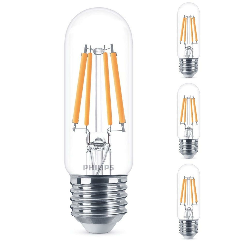 Philips LED Lampe ersetzt 60 W, E27 Rhrenform T30, klar, neutralwei, 806 Lumen, nicht dimmbar, 4er Pack