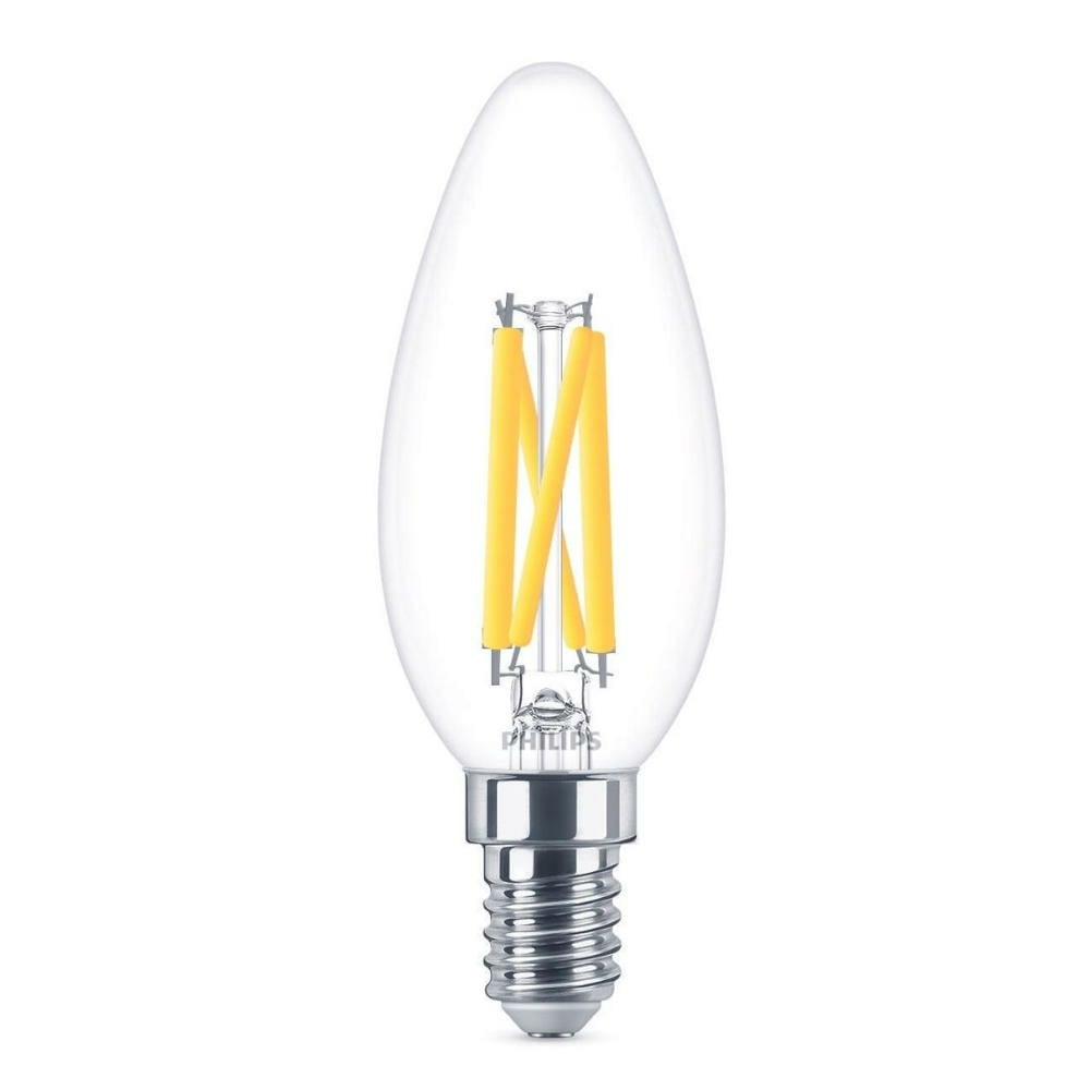 Philips LED Lampe ersetzt 60 W, E14 Kerzenform B35, klar, warmwei, 810 Lumen, dimmbar