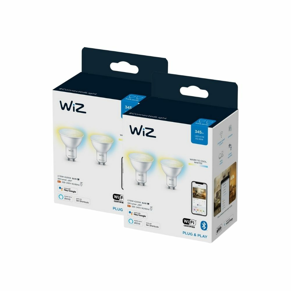 WiZ LED Smart Leuchtmittel in Wei GU10 4,7W 400lm 2700-6500K 4er-Pack