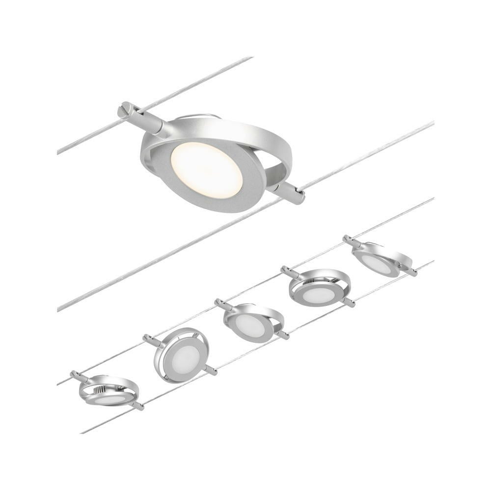 LED Seilsystem Basisset Roundmac in Chrom-matt und Chrom 5x 4,5W 1400lm