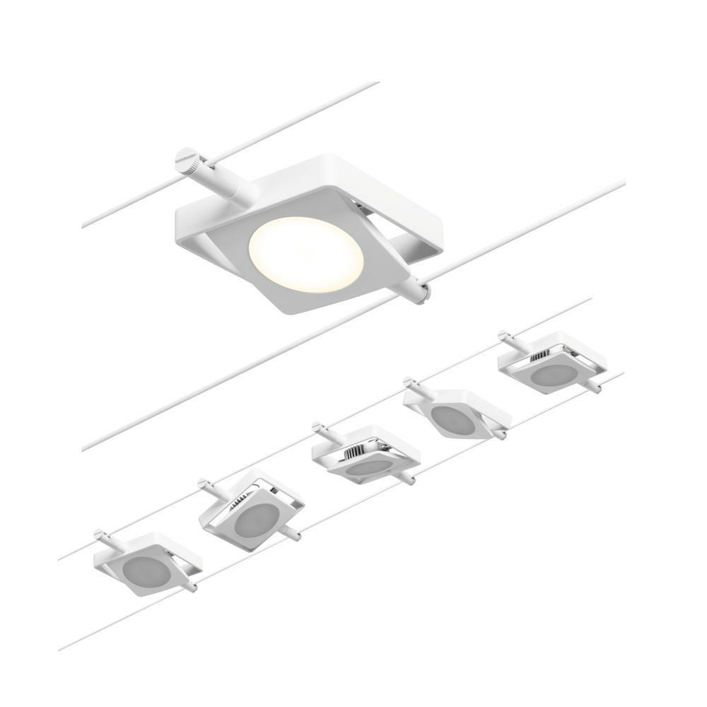 LED Seilsystem Basisset Macled in Weiß und Chrom 5x 4,5W 1250lm