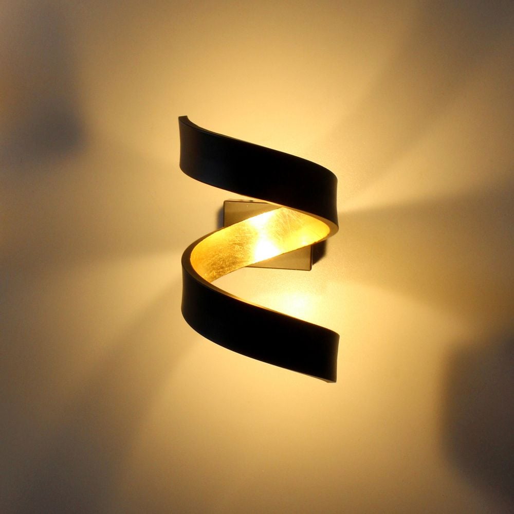 LED Wandleuchte Helix in Schwarz und Gold 6W 360lm 170mm [Gebraucht - Wie Neu]