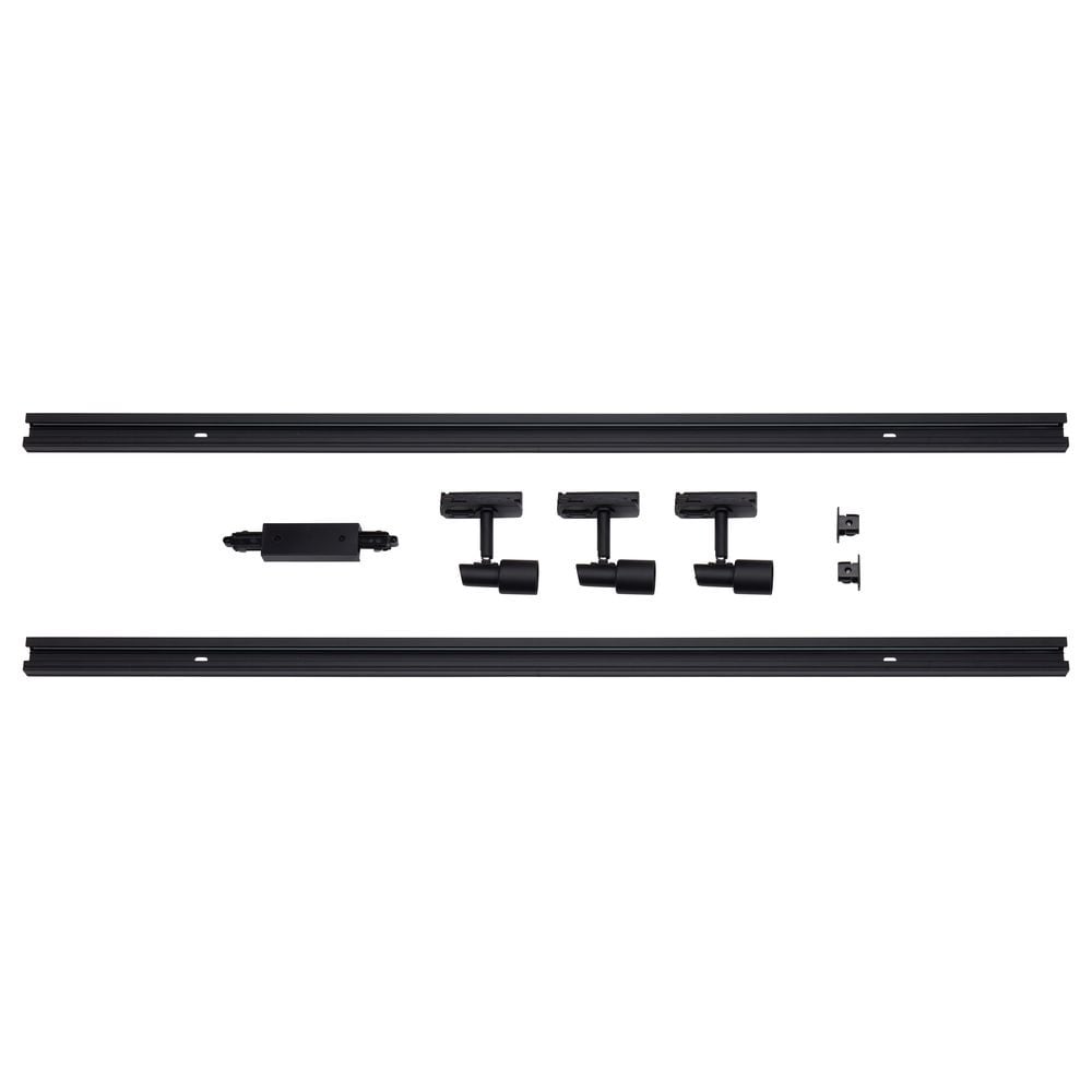 famlights | 1-Phasen Schienensystem-Set 2 Meter inkl. 3 Spots in Schwarz GU10 [Gebraucht - Gut]