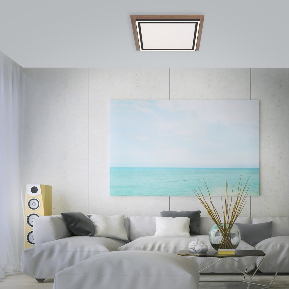 LED Deckenpanel Palma in Natur dunkel und Schwarz 2x25W 2500lm  - Onlineshop Click licht