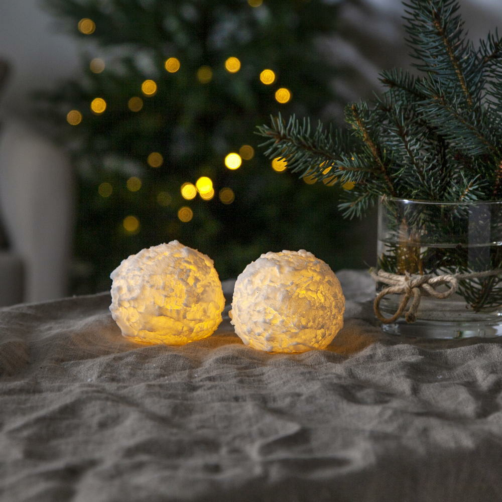 LED Kerze Snowball in Weiß 2x 0,03W