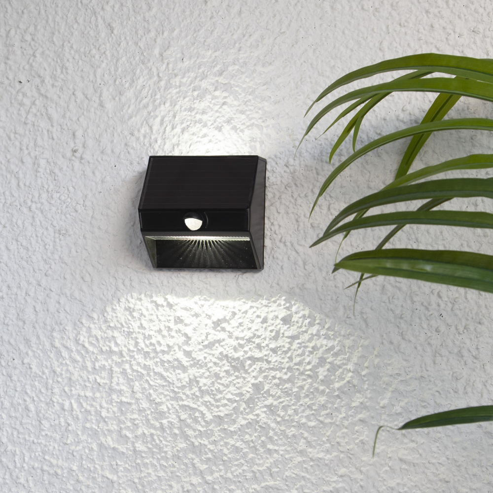 Carport LED Solar-Wandleuchte mit Bewegungsmelder 1,5W Schwarz für Hauseingänge