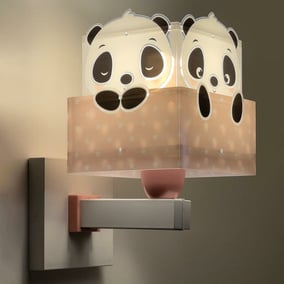 Wandleuchte Panda in Rosa und Wei E27