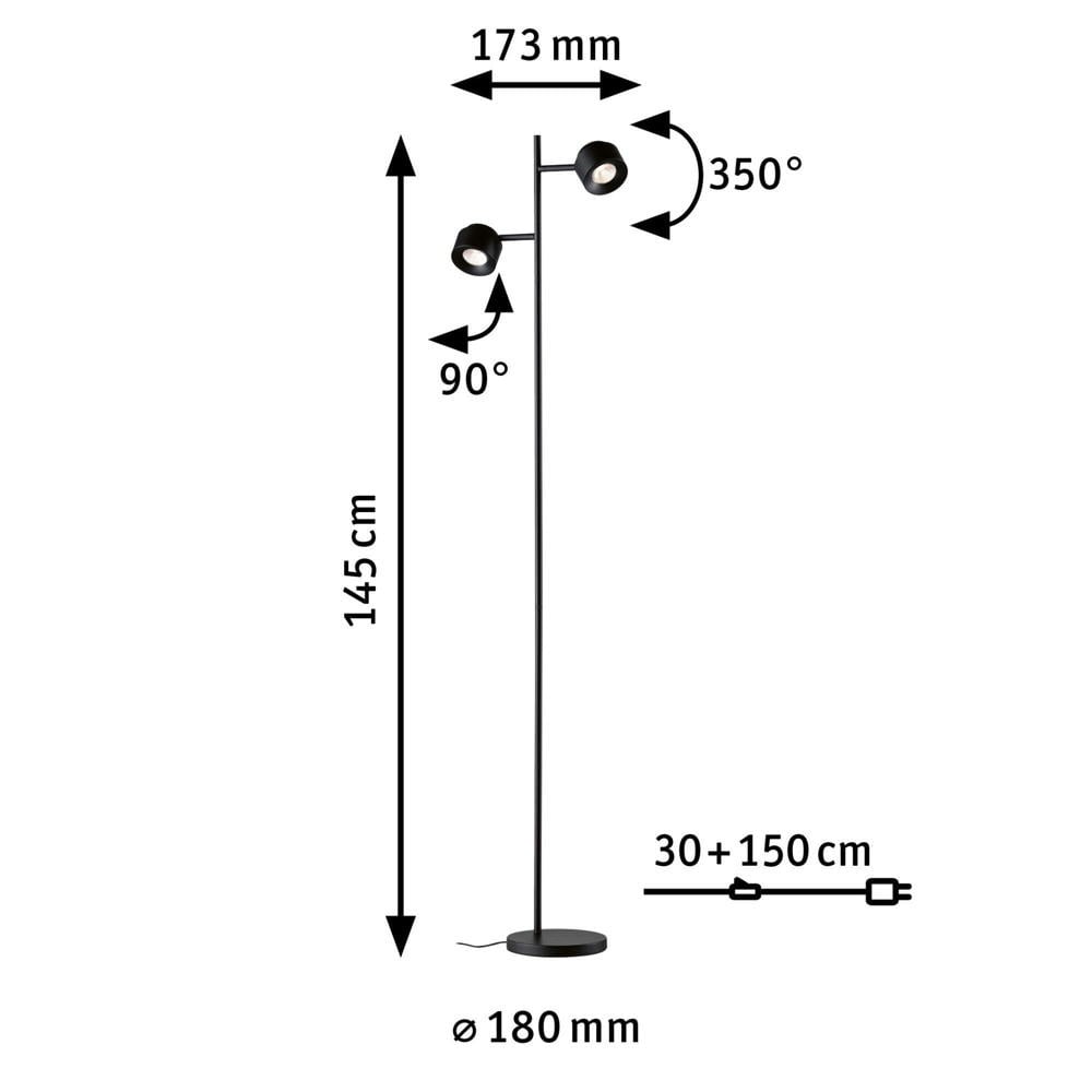 LED Stehleuchte Puric Pane in Schwarz 2x 3W 600lm | Paulmann | 79775