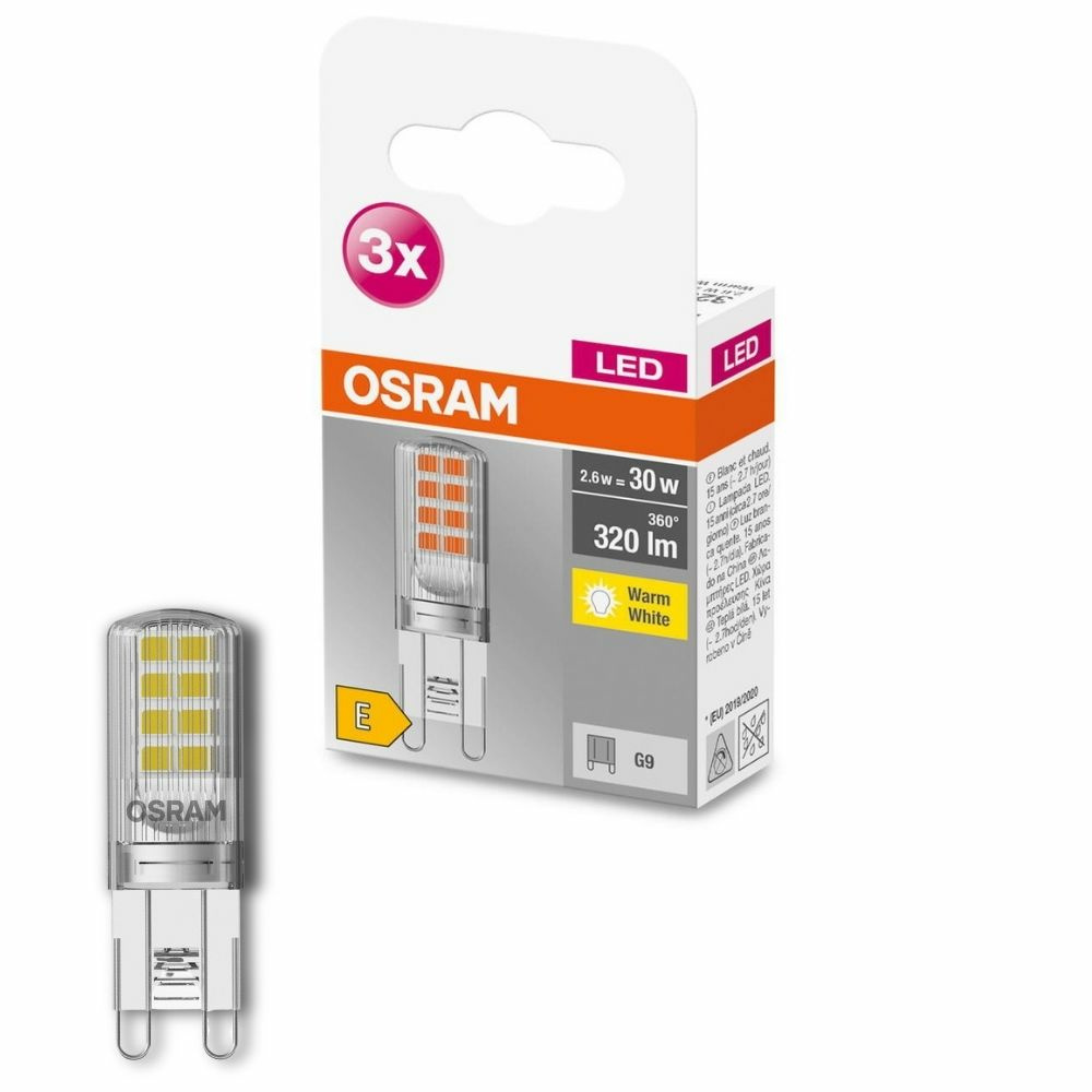 Osram LED Lampe ersetzt 30W G9 Brenner in Transparent 2,6W 320lm 2700K 3er Pack