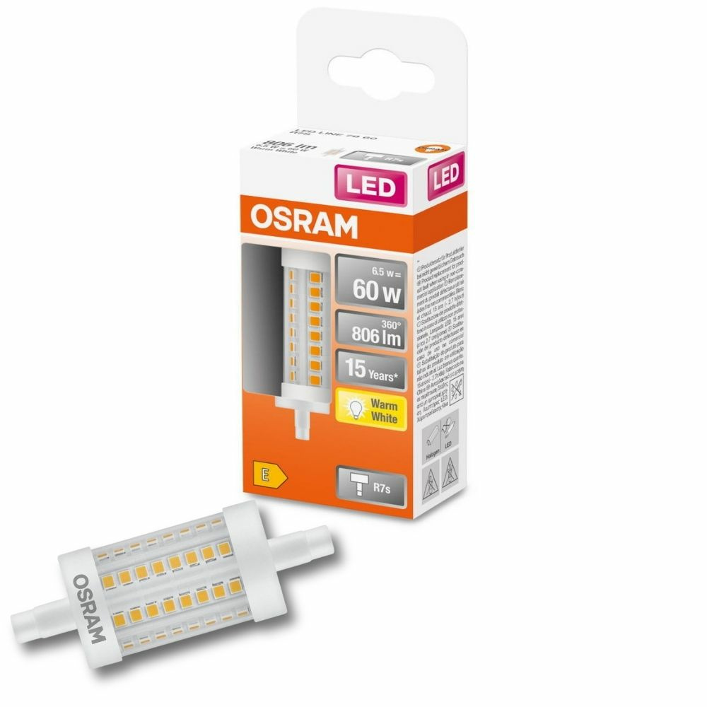 Osram LED Lampe ersetzt 60W R7S Röhre - R7S-78 in Weiß 6,5W 806lm 2700K 1er Pack
