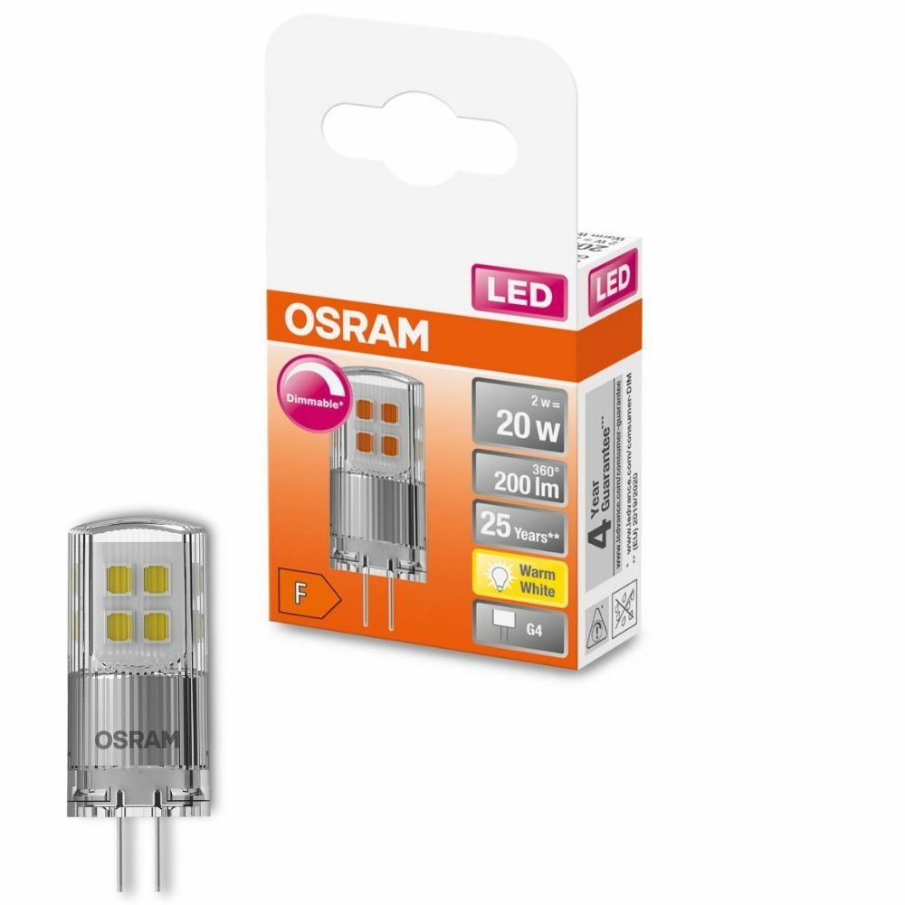 Osram LED Lampe ersetzt 20W G4 Brenner in Transparent 2W 200lm 2700K dimmbar 1er Pack