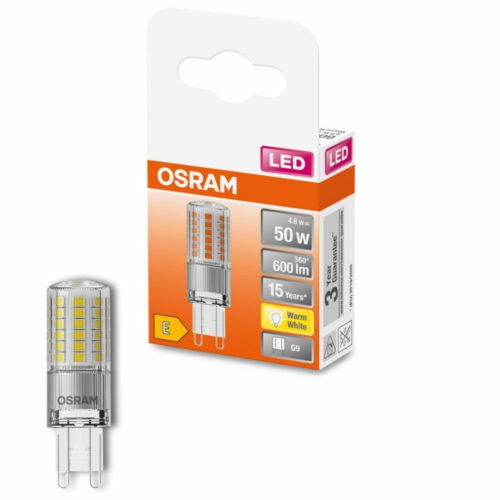 Osram LED Lampe ersetzt 50W G9 Brenner in Transparent 4,8W 600lm 2700K 1er Pack
